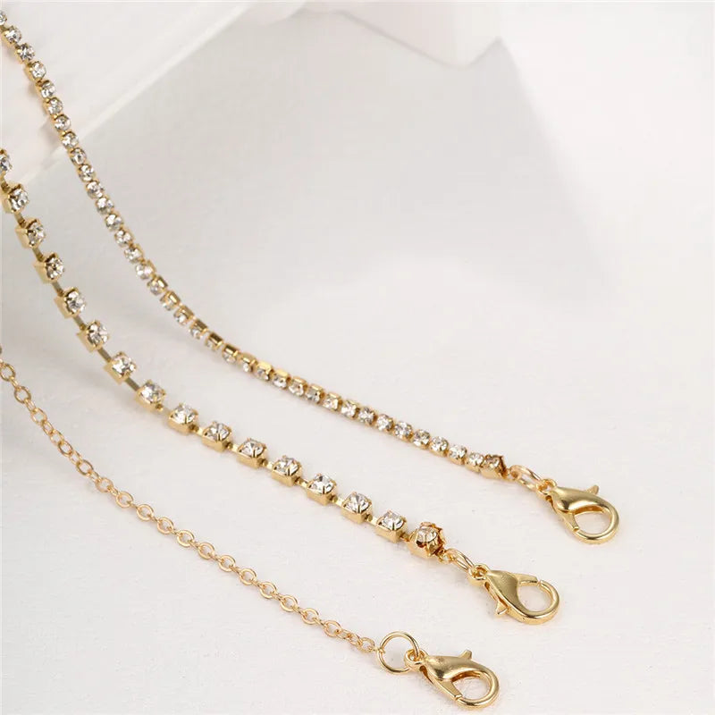 Bohemia Vintage Rhinestone Heart Anklet For Women Summer Beach Initial Ankle Bracelet On the Leg Foot Jewelry Birthday Gifts