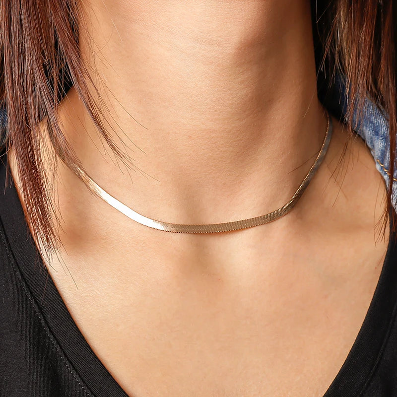 Aihua Simple Copper Beads Chain Choker Necklace for Women Men Kpop Fashion Silver Color Small Ball Short Clavicle Chain Necklace