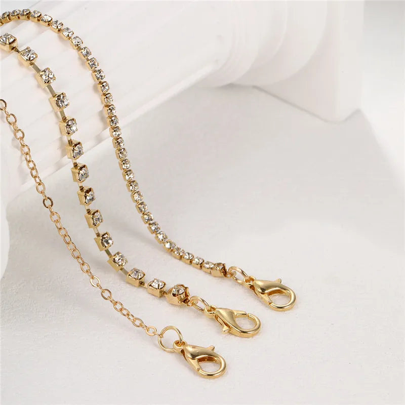 Bohemia Vintage Rhinestone Heart Anklet For Women Summer Beach Initial Ankle Bracelet On the Leg Foot Jewelry Birthday Gifts